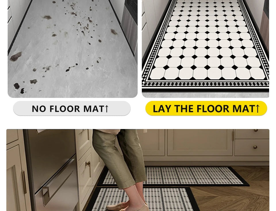 Facaishu Kitchen Floor Mat Absorbent Non Slip PVC Backed Rug