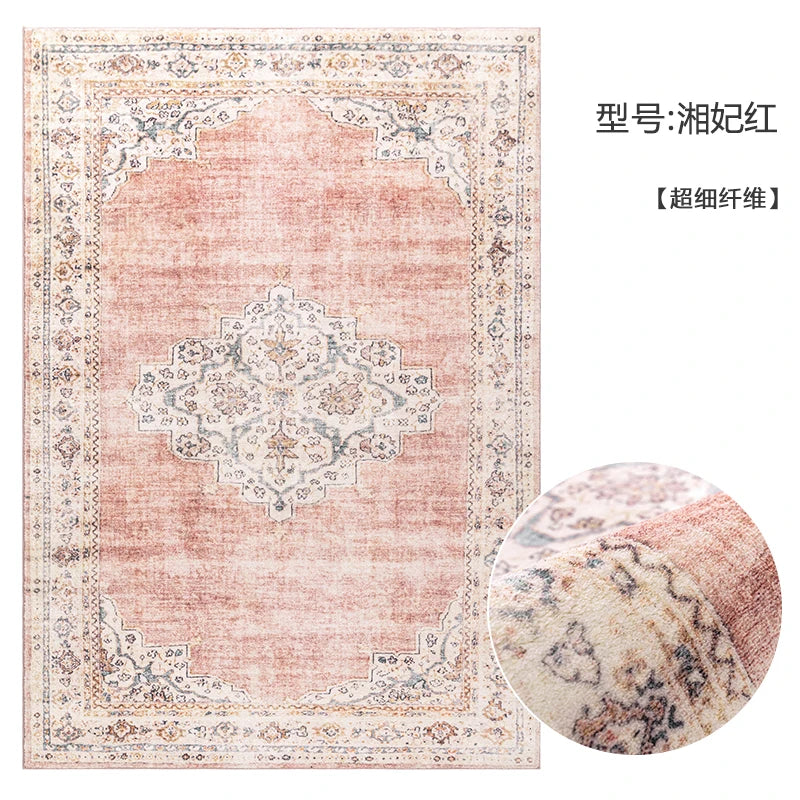 American Retro Plush Living Room Rug Soft Bedroom Carpet Washable