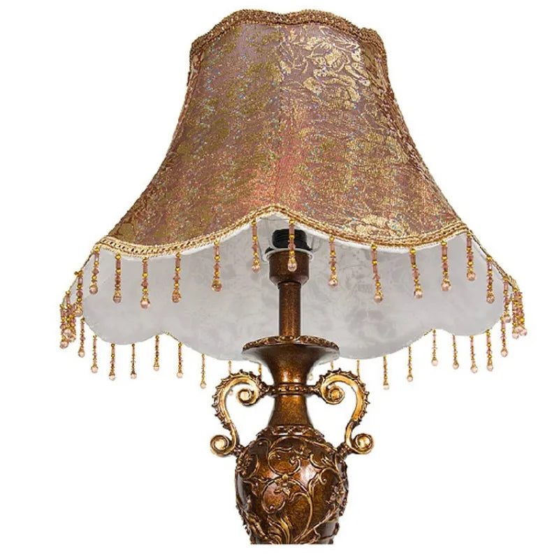 Resin Vintage Floor Lamp Classical Pastoral Foot Switch Living Room Lamp Home Daily Lustre Fixtures with Lampshade