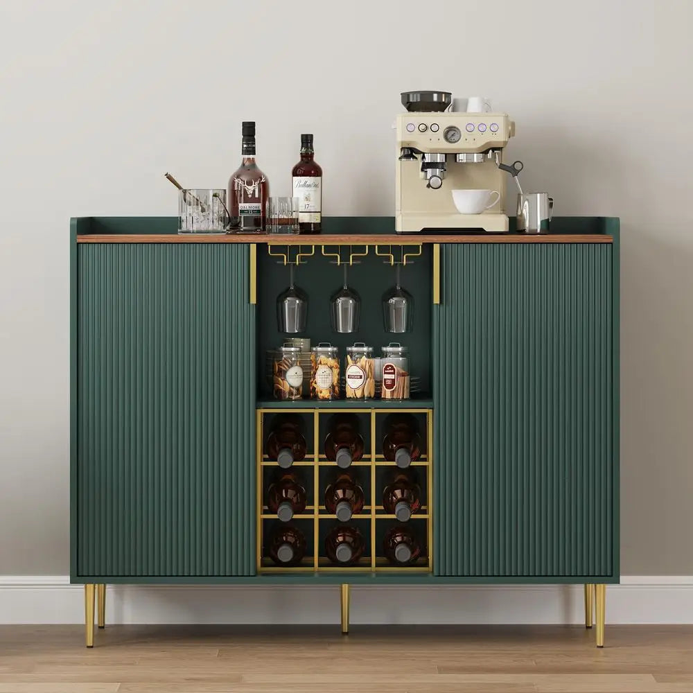 Wine Bar Cabinet With Glass Holder And Wine Rack Rustic Modern Storage
