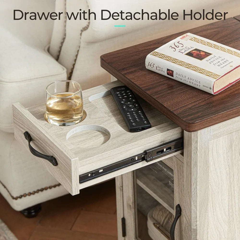 3-Piece Farmhouse Coffee Table Set, 41" Coffee Table & 2 End Tables, Washed White