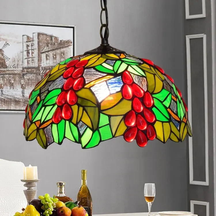European Retro Colorful Glass Chandelier Bar Restaurant Creative Rural Bedroom Porch Balcony Mediterranean Light Fixture