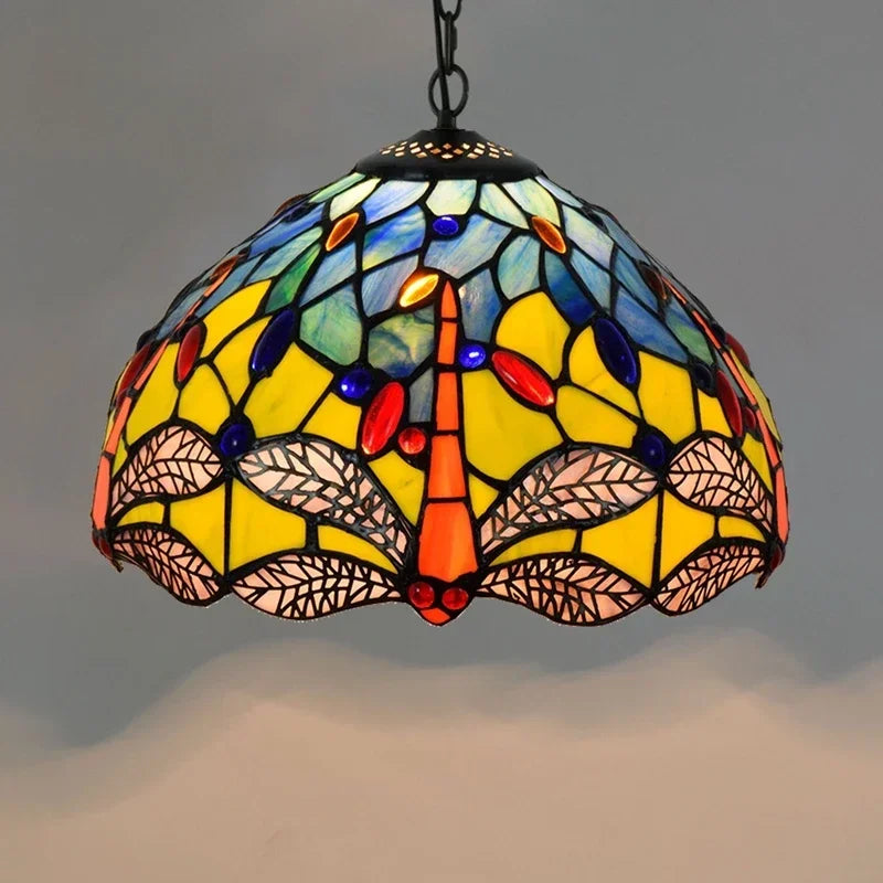 European Retro Colorful Glass Chandelier Bar Restaurant Creative Rural Bedroom Porch Balcony Mediterranean Light Fixture