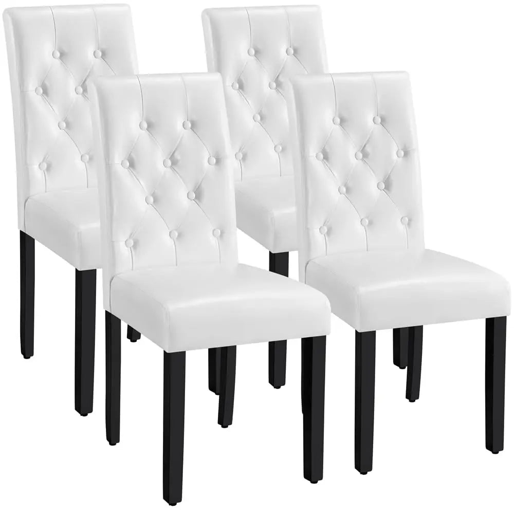 Dining Chairs Set of 4 Modern Style Faux Leather Dining Room Chairs with Solid Wood Legs and Button Tufted Padded, Customized