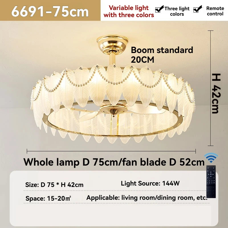 Yue Huqin Crystal Chandelier Ceiling Fan Pendant Light