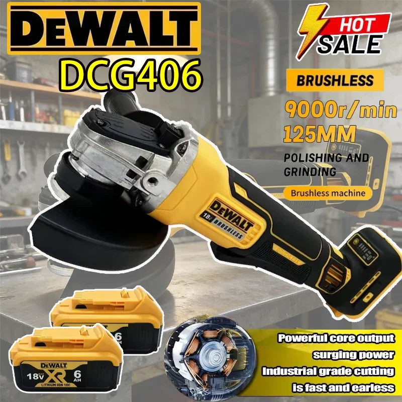 Dewalt DCG406 125MM Brushless Angle Grinder 9000RPM Cordless Cutting Machine Impact Polisher Machine 18V Rechargeable Power Tool
