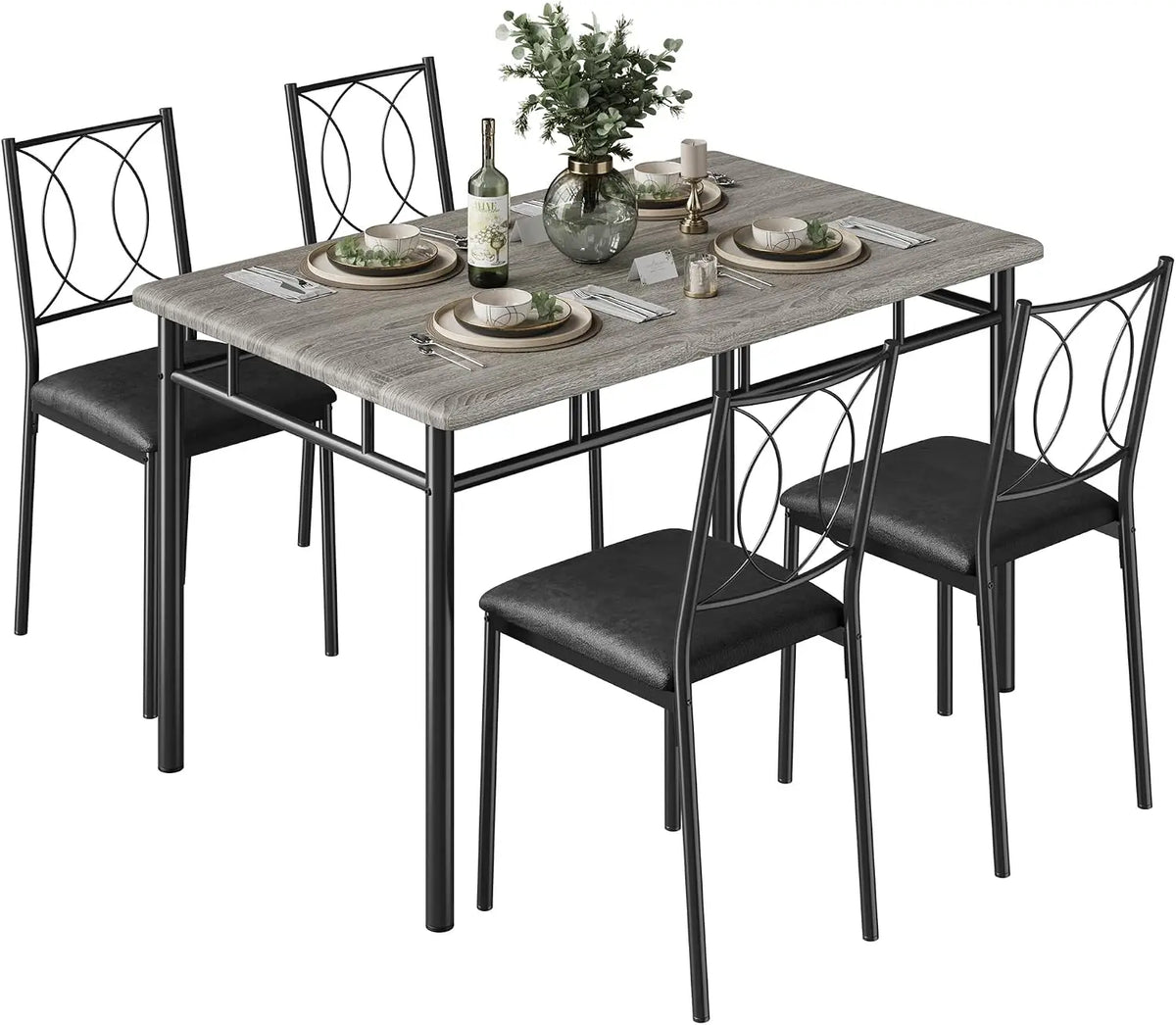 TWISTER.CK Farmhouse Dining Table Set With Upholstered Chairs for Small Spaces