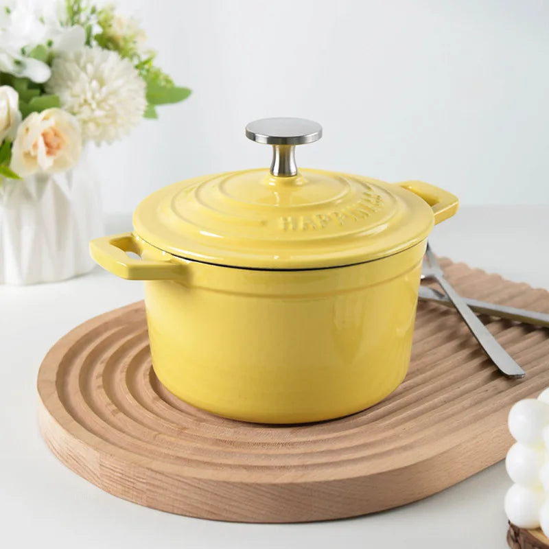 Physically Non-Stick Mini Stew Pot, Enameled Cast Iron Small Milk Pan, All Stove Compatible Soup Casserole Slow Cooker