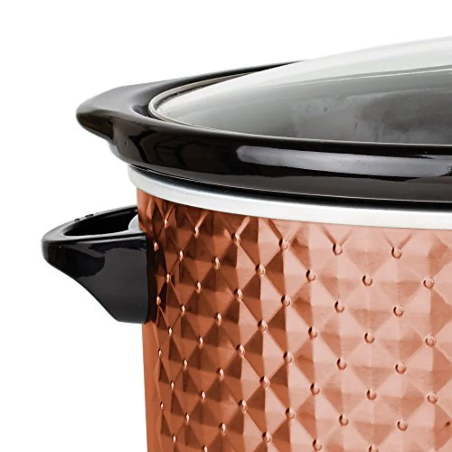 SHXI Slow Cooker Copper Exterior Black Interior For Stews