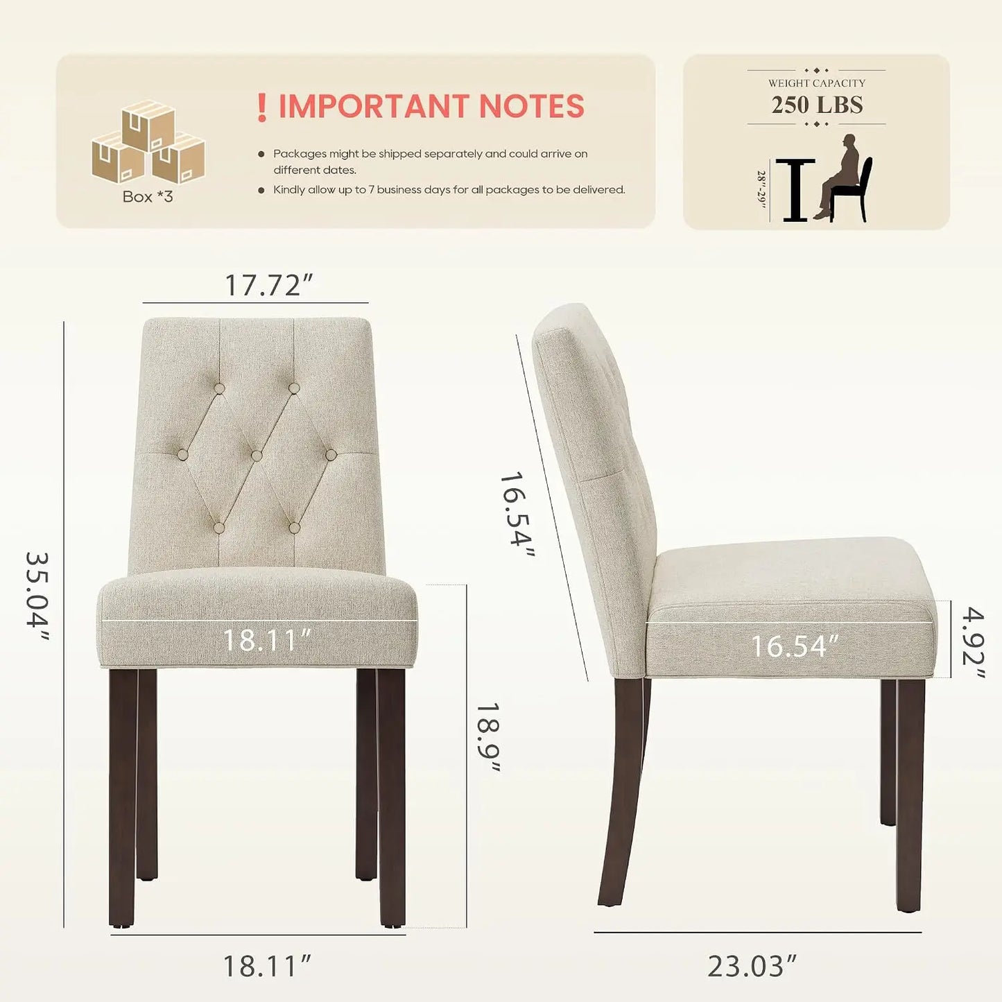 Modern Upholstered Parsons Dining Chairs Set of 6, Diamond Tufted Back & Solid Wooden Frame for Kitchen & Dining Room, Custom
