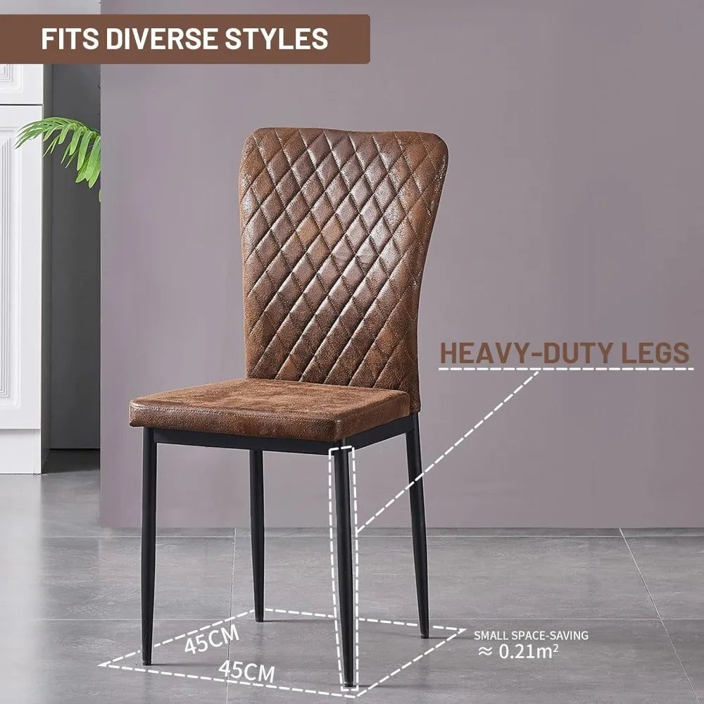 Modern Suede Dining Chairs Set Of 4 With Iron Frame