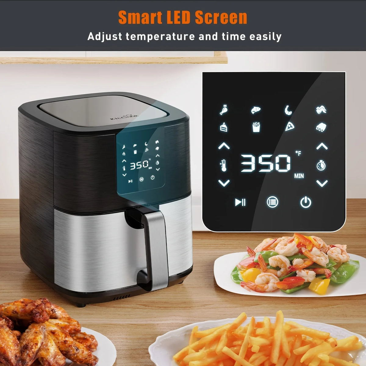 KitCook Digital Air Fryer With Touchscreen And Eight Preset Cooking Modes