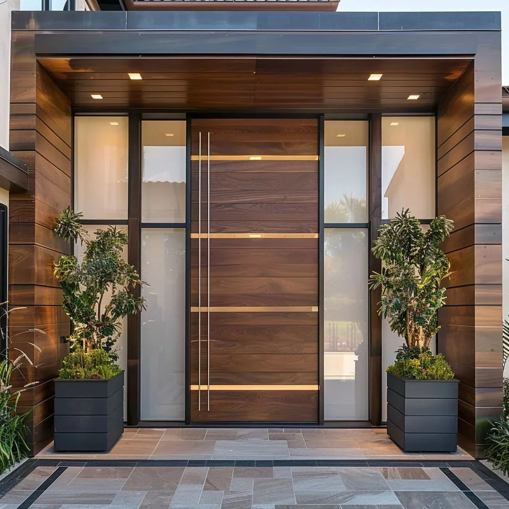 Outdoor Aluminum Frame Modern Design Main Door Enhance Safety Hurricane Resistant Exterior Door with High Security for Home