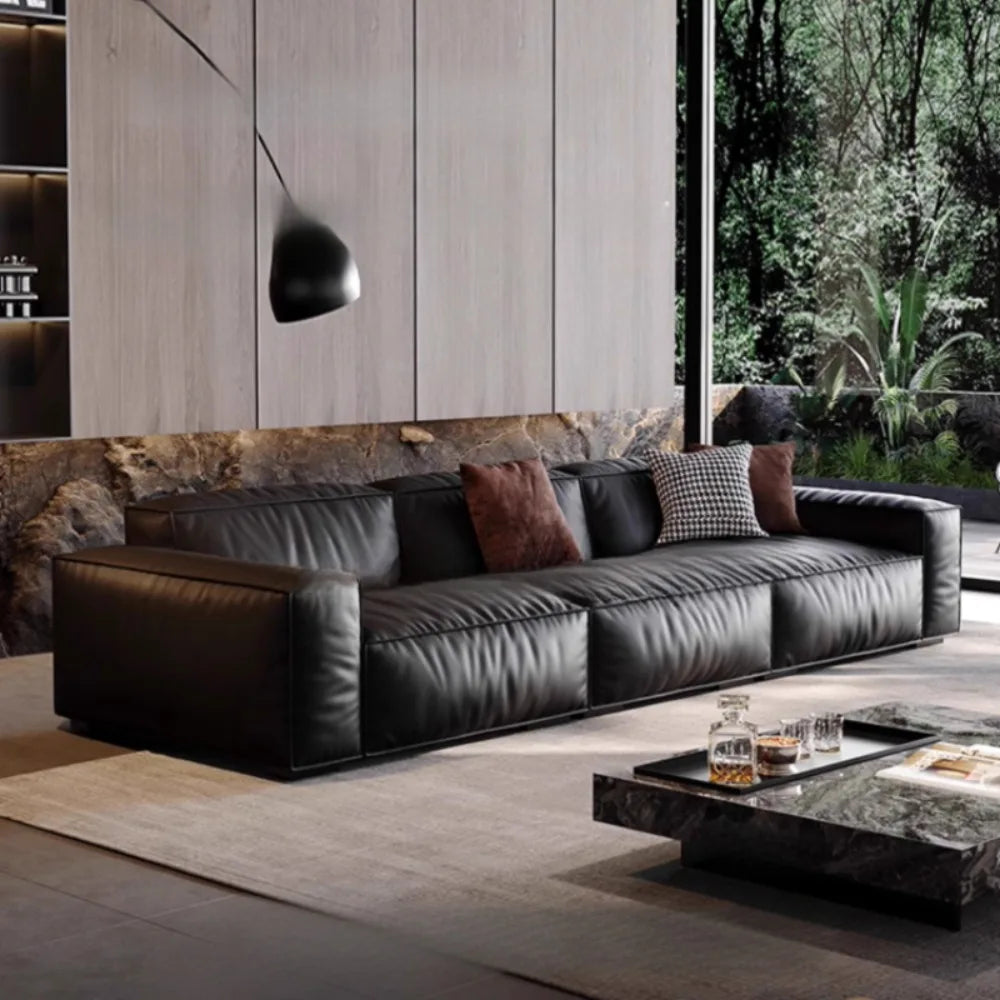 MDNG Genuine Leather Italian Style Sectional Sofa Family Living Room