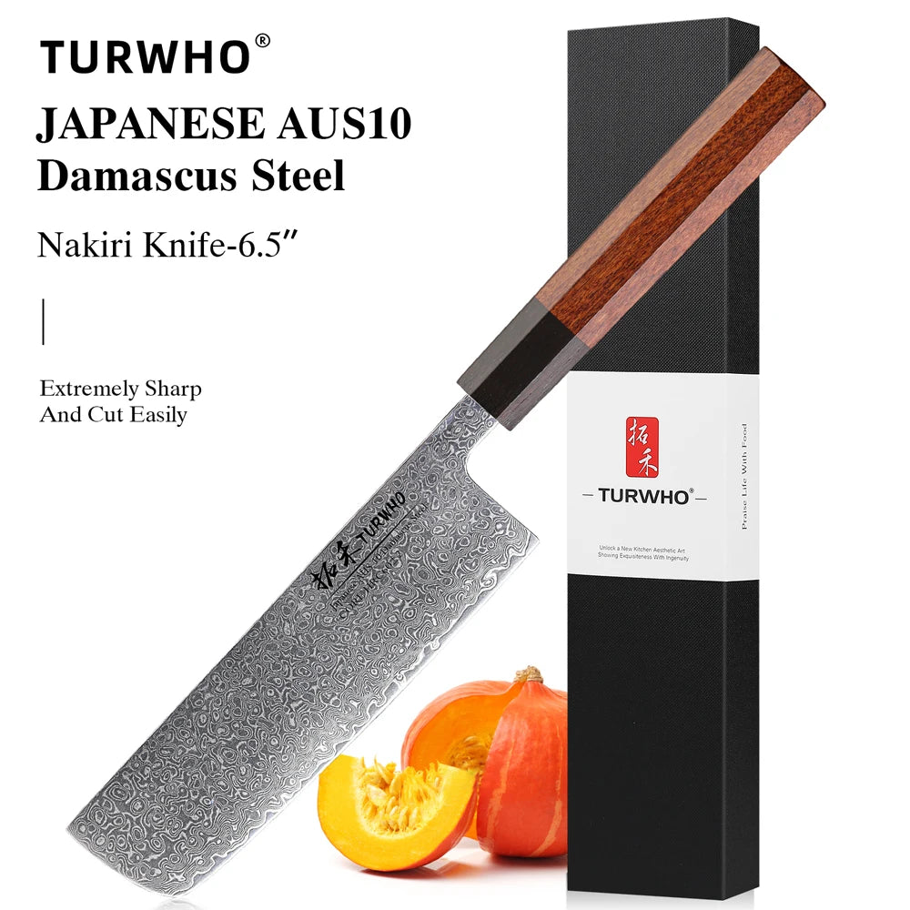 TURWHO Hand Forged Japanese Chef Knife Damascus Steel Santoku