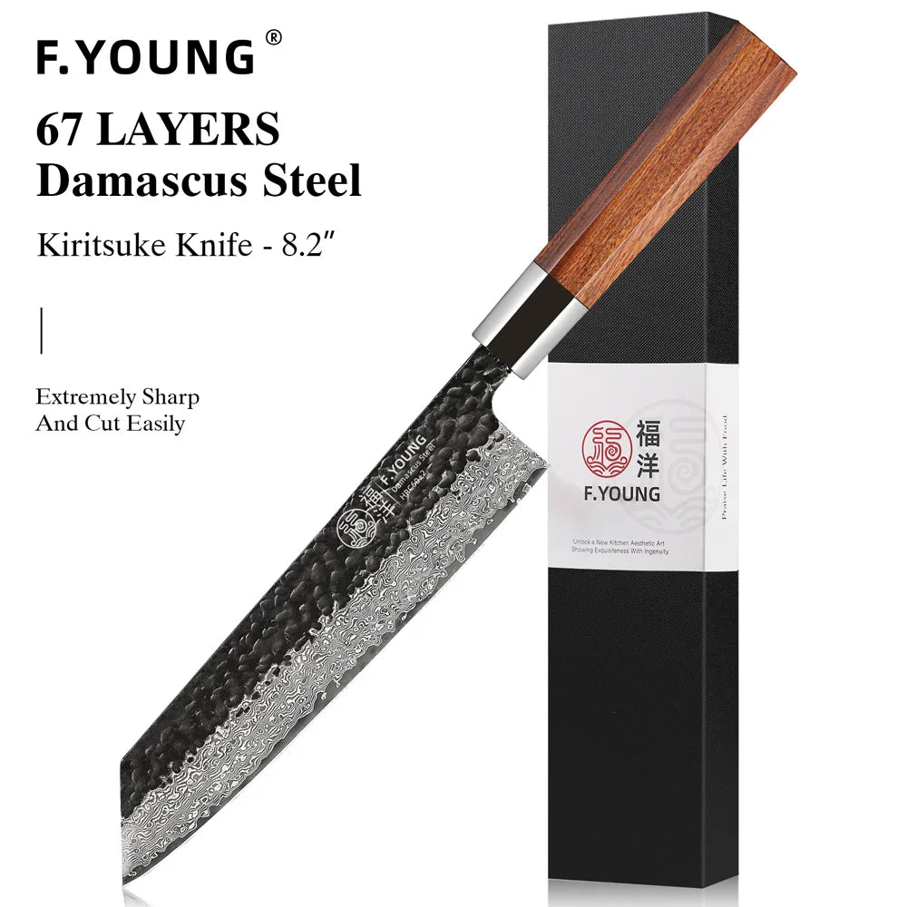 F.YOUNG Professional Kitchen Knives Damascus Steel Japanese Chef Knife Slicing Sashimi Utility Handmade Cooking Kitchen Utensils