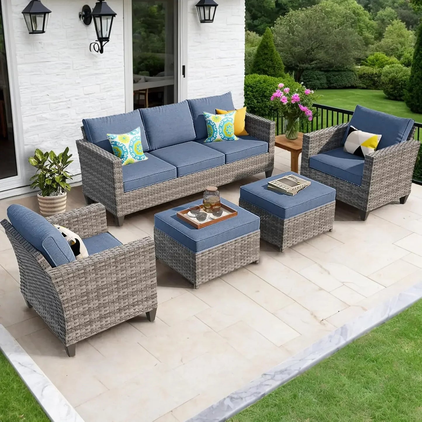 Patio Furniture Set Outdoor Wicker Sofa Couch All Weather