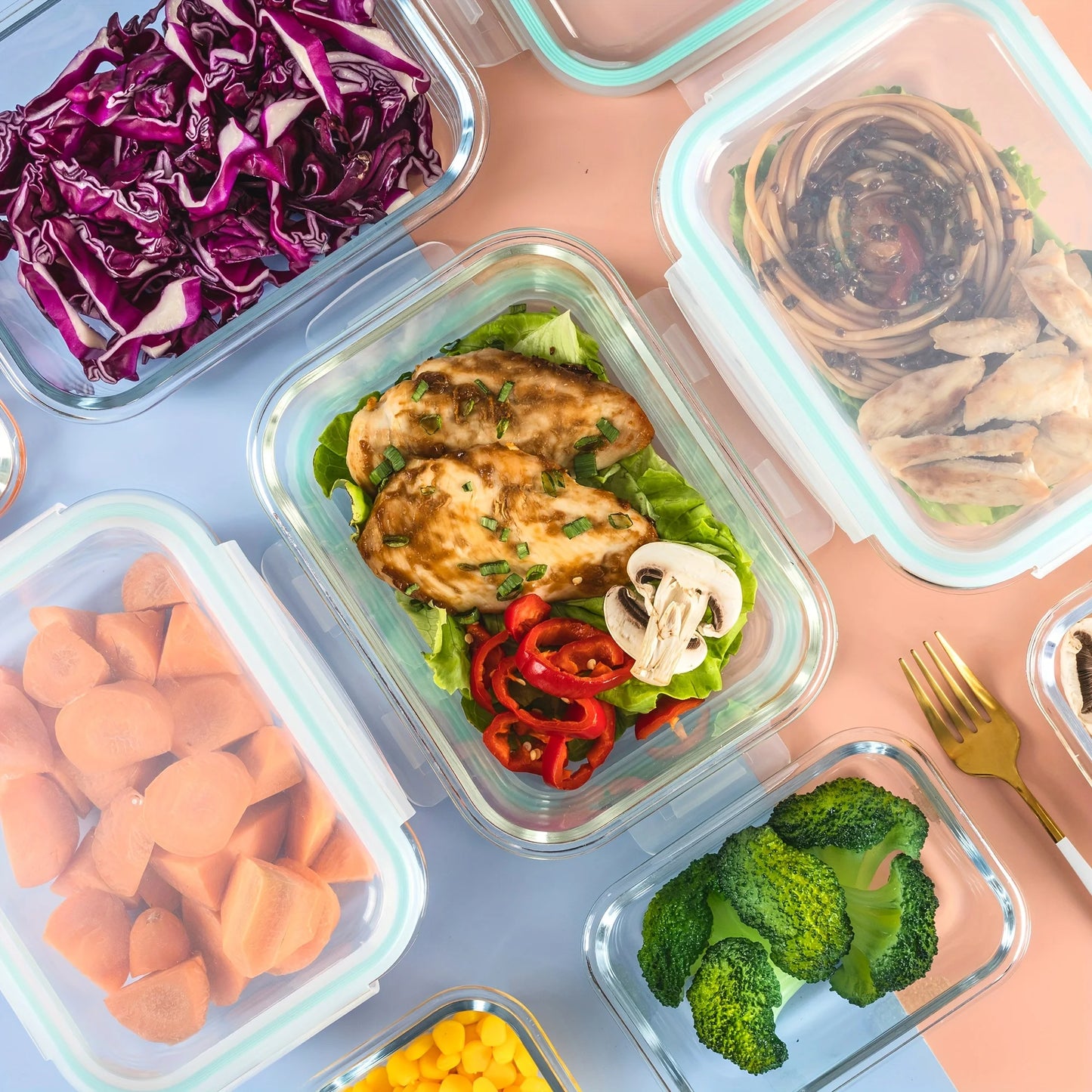 10pcs Airtight Glass Food Storage Containers, Outdoor Picnic, Lunch Box, Microwave, Oven - Perfect for Salads, Fruits, Vegetables And Sandwiches