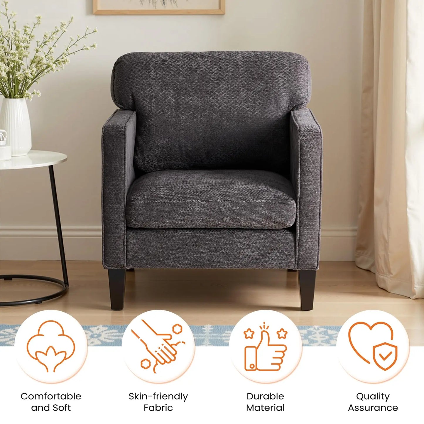 JHK Modern Accent Chair With Armrest And Backrest Support