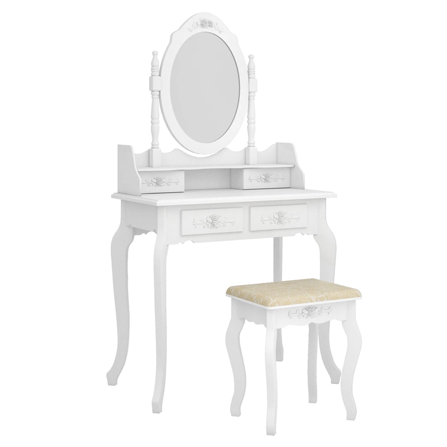 Modern 4-Drawer Dresser With 360-Degree Rotating Mirror