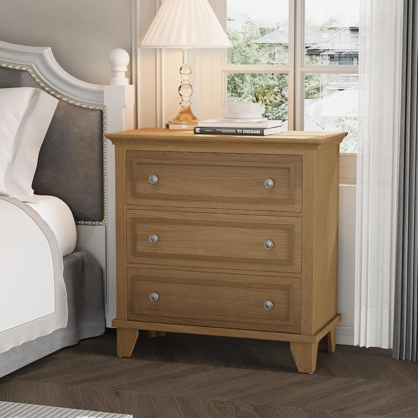 HiMISS Dresser Modern Wooden Storage Chest With Metal Handles