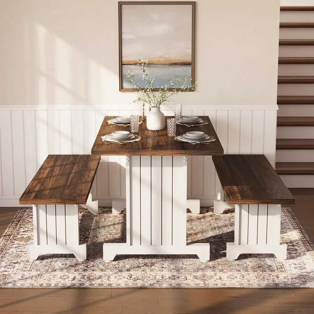 Dining Table Set For Four With Benches Modern Space Saving