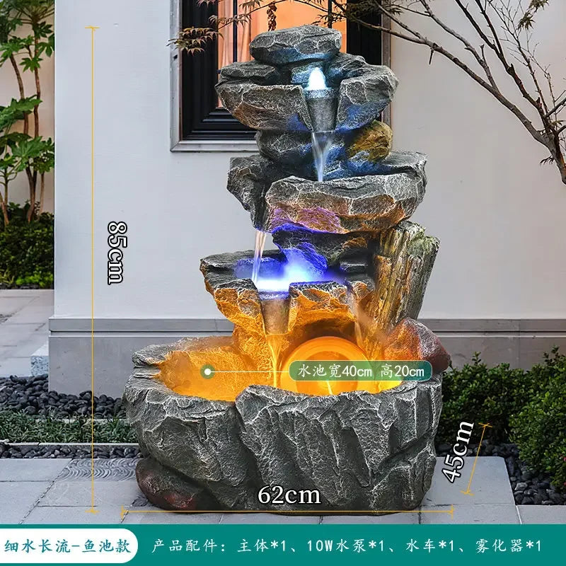YFY   Outdoor garden rockery with ceramic pots, flowing water feature, recirculating water fountain, stone decor for landscaping