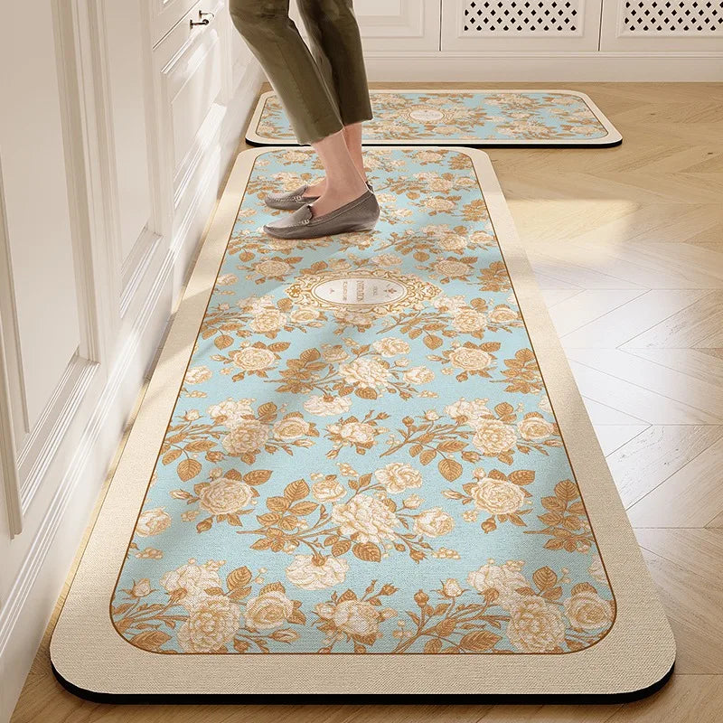 Facaishu PVC Leather Kitchen Floor Mat Non-Slip Waterproof Oilproof Rug
