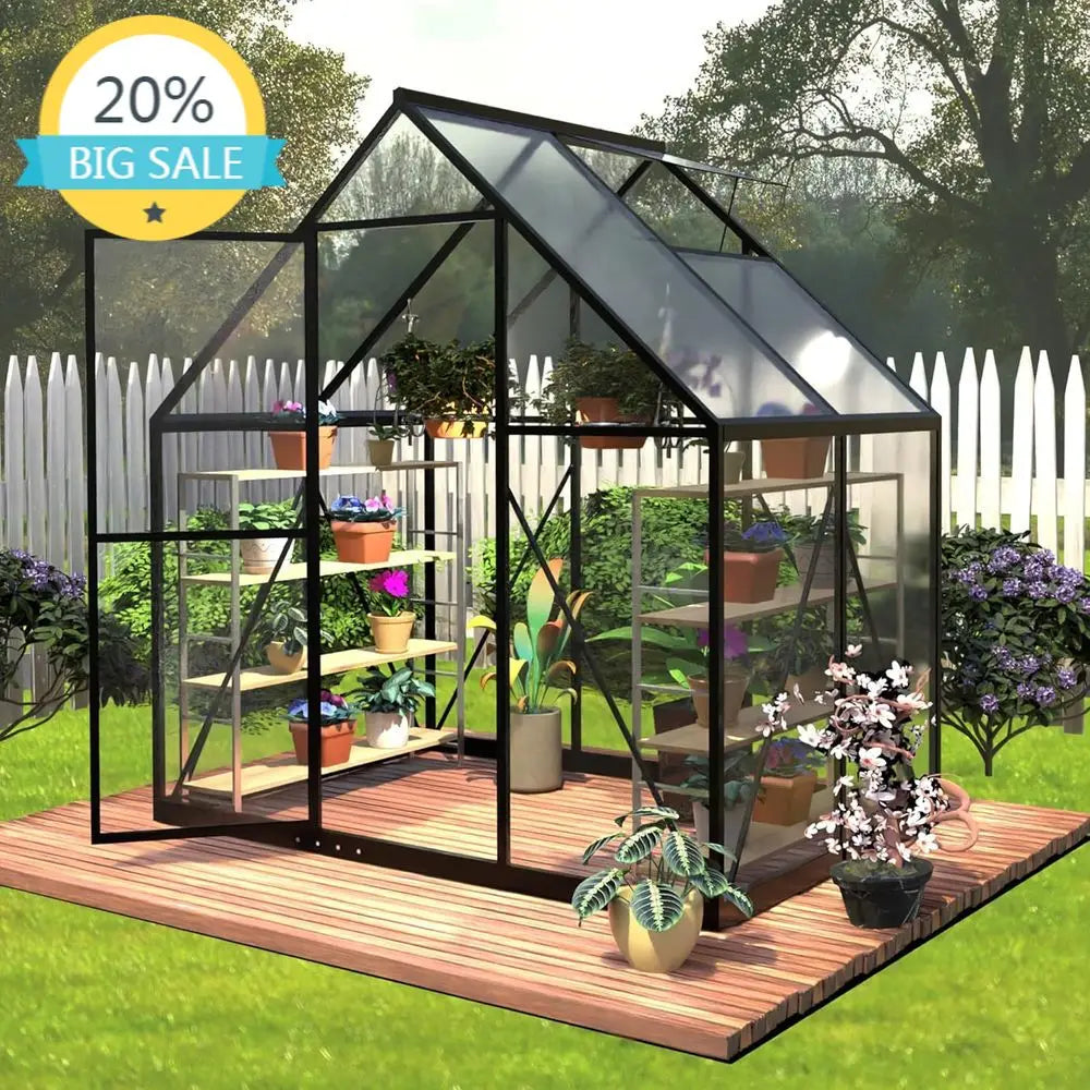 Durable Polycarbonate Walk-In Greenhouse With Roof Vent