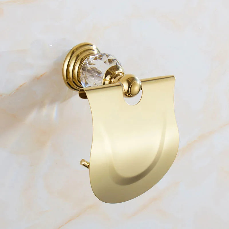 HOBHE Stainless Steel Crystal Toilet Paper Holder Rack