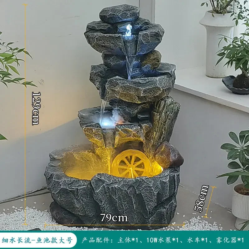 YFY   Outdoor garden rockery with ceramic pots, flowing water feature, recirculating water fountain, stone decor for landscaping