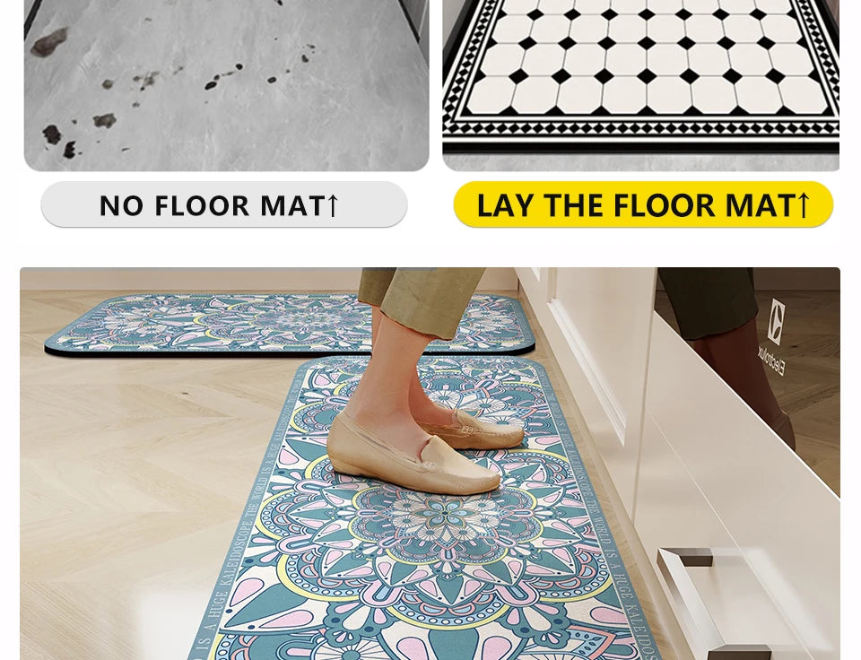 Facaishu Kitchen Floor Mat Waterproof Non Slip Oil Proof Rug