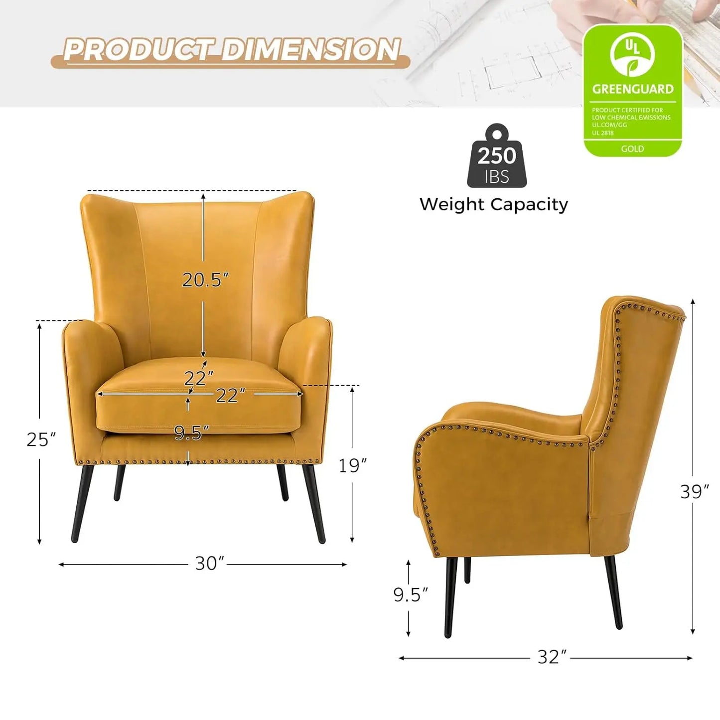 Faux Leather Accent Chair With Removable Cushion And Nailhead Trim