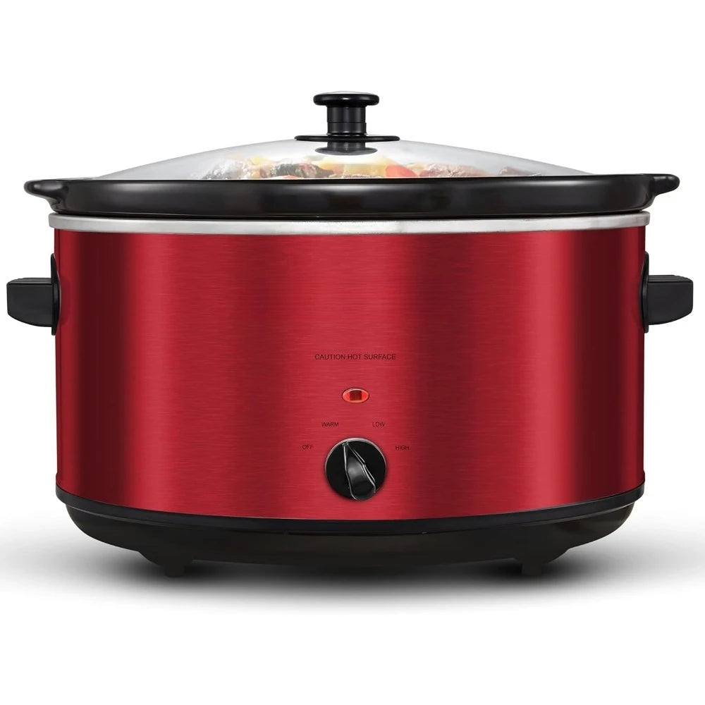 Seatings Large 8.5 Quart Electric Slow Cooker Pot, Adjustable Temperature for Stews, Sauces, Dips, Glass Lid, Dishwasher Safe,