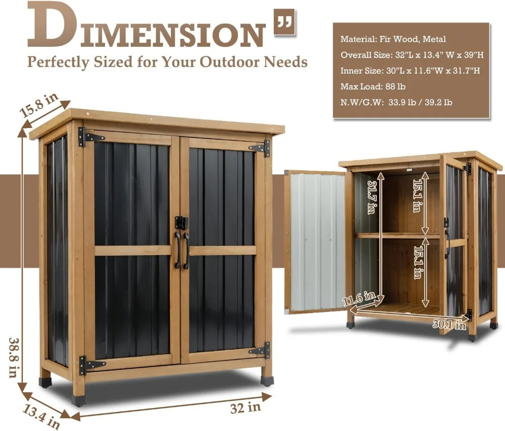 Outdoor Storage Cabinet Waterproof Lockable Shelves Patio Garden Pool Organizer