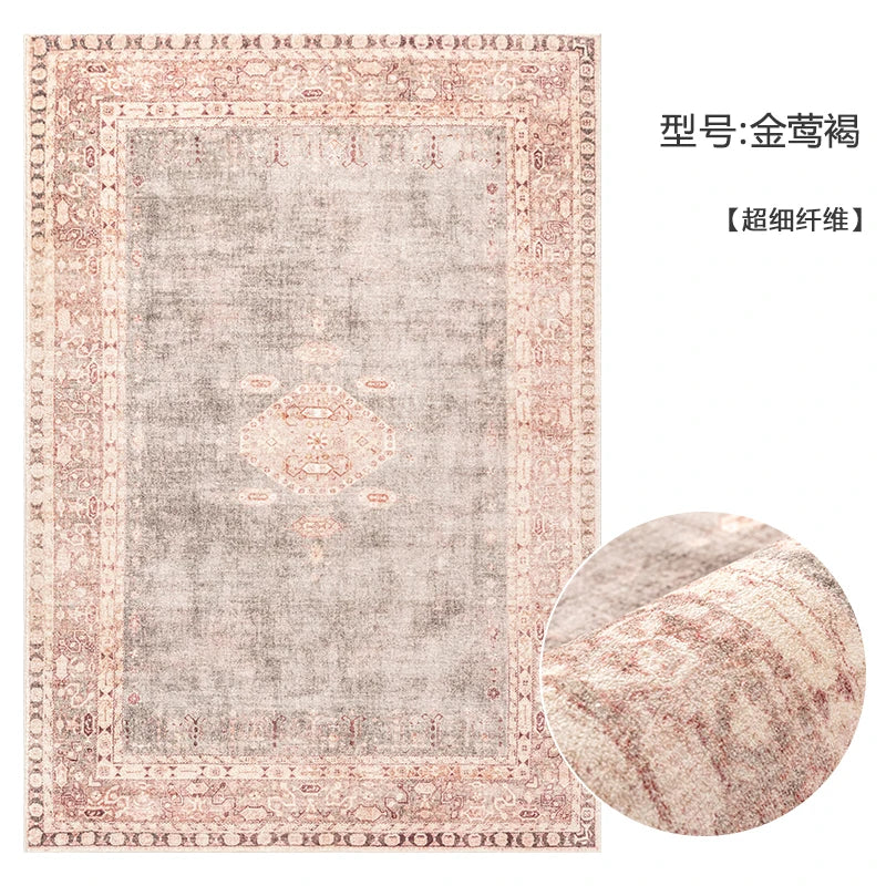American Retro Plush Living Room Rug Soft Bedroom Carpet Washable