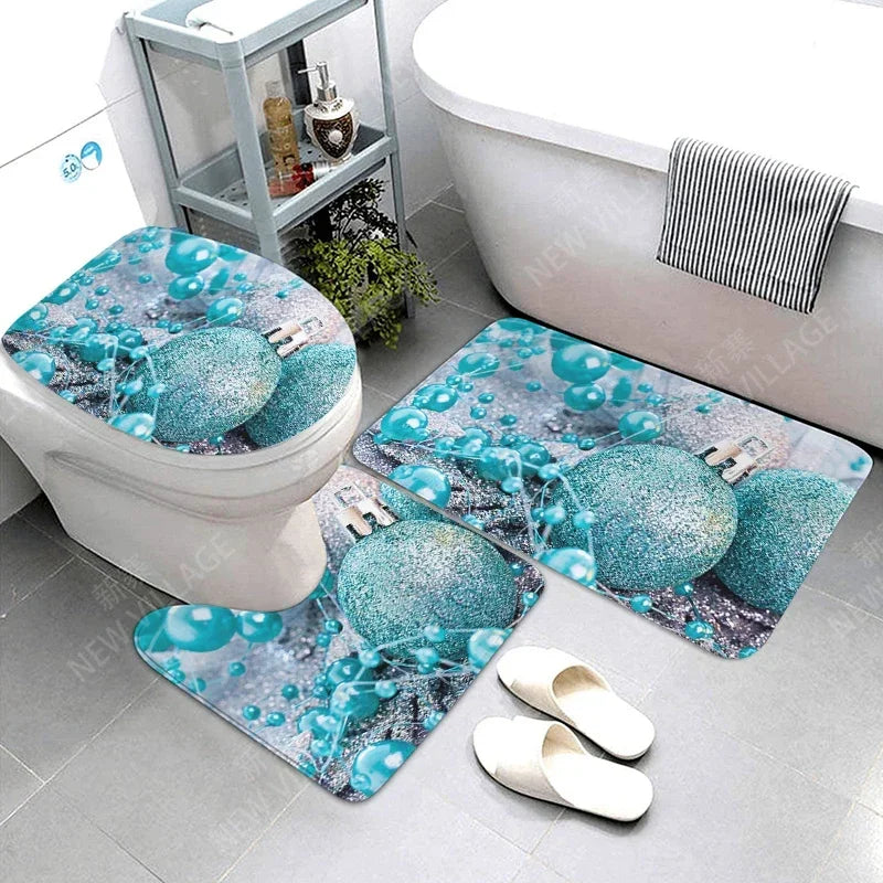 Modern Suede Geometric Bath Mat Set 3Pc Non Slip Rugs