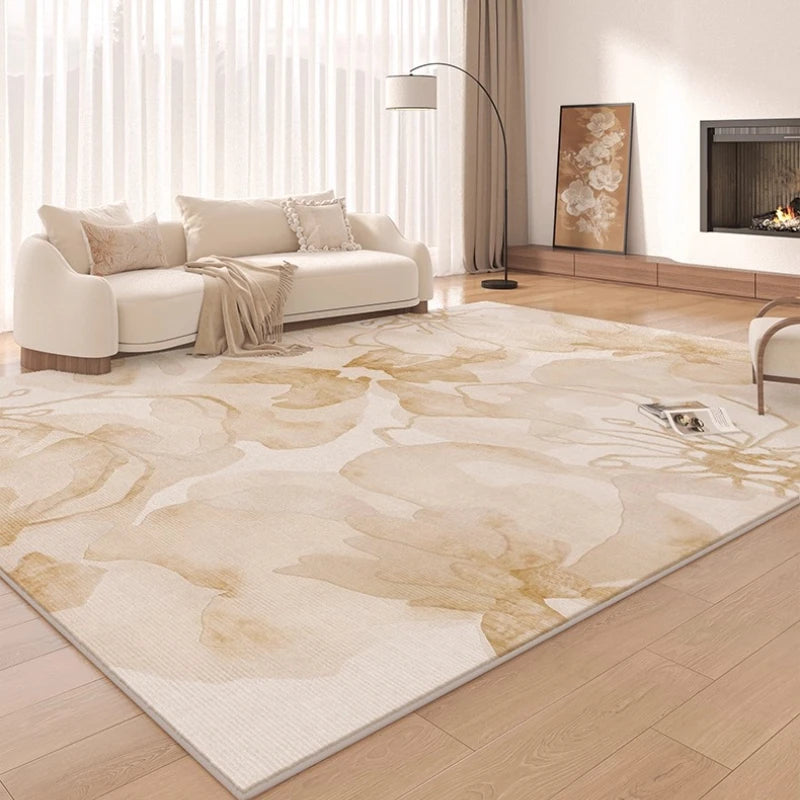 Maillard Style Carpets for Living Room Light Luxury Bedroom Decor Carpet Fluffy Soft French Floral Rug Home Thicken Plush Mat