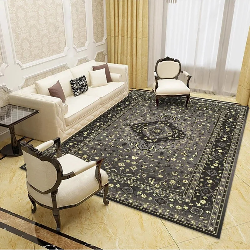 Geometric Persian Style Area Rug For Living Room And Bedroom Polyester Carpet