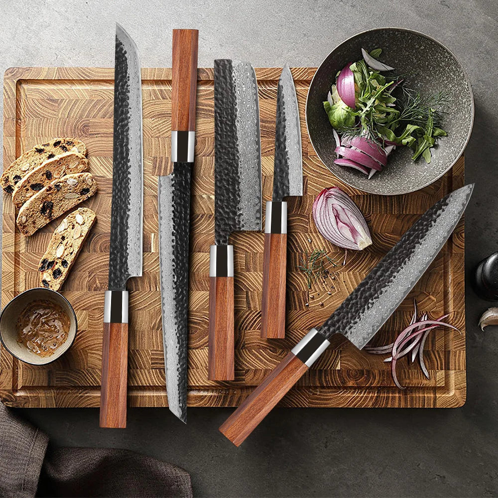 F.YOUNG Professional Kitchen Knives Damascus Steel Japanese Chef Knife Slicing Sashimi Utility Handmade Cooking Kitchen Utensils