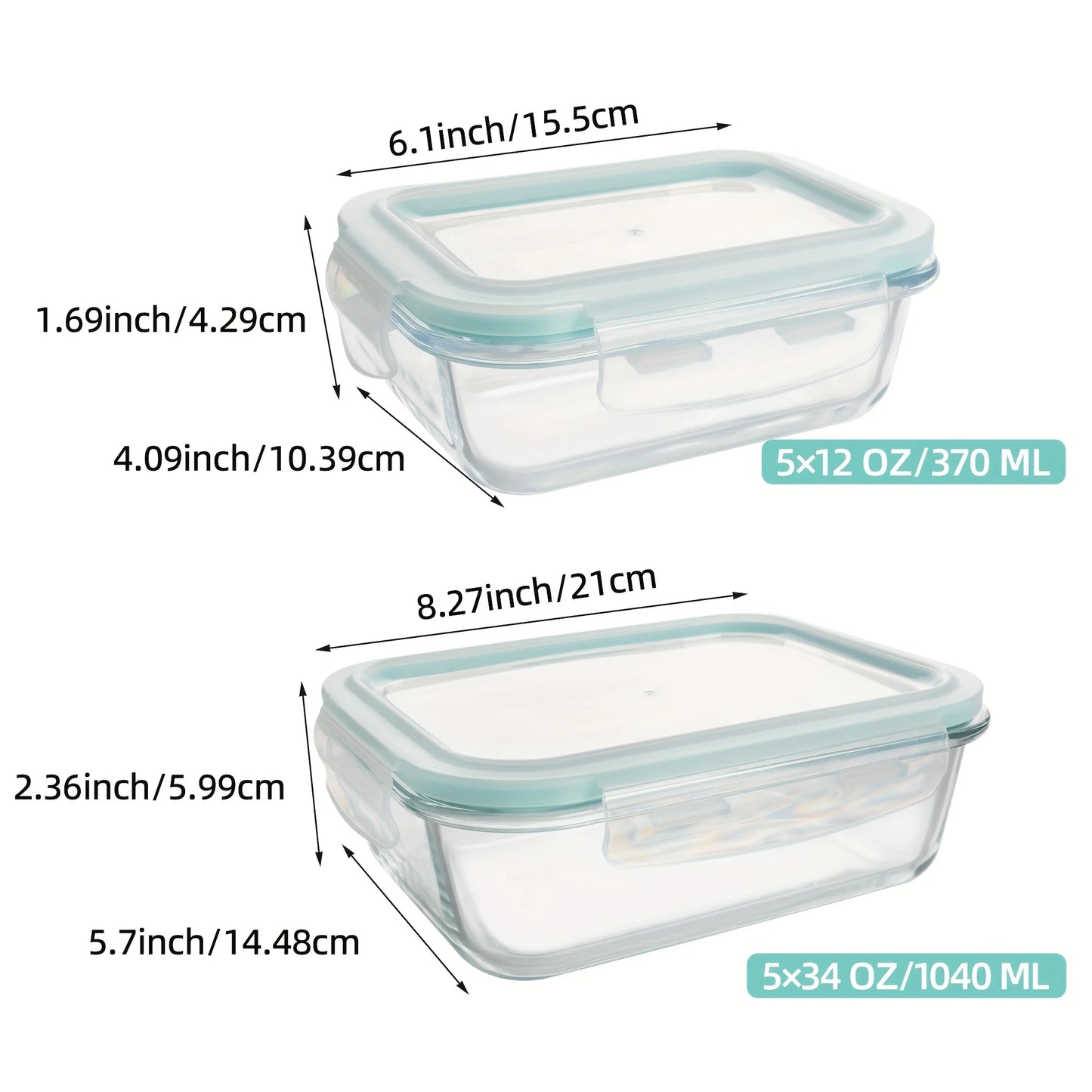 10pcs Airtight Glass Food Storage Containers, Outdoor Picnic, Lunch Box, Microwave, Oven - Perfect for Salads, Fruits, Vegetables And Sandwiches