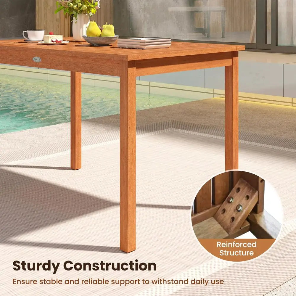 Solid Wood Outdoor Dining Table For Patio Entertaining