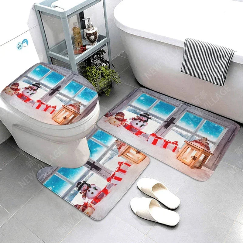 Modern Suede 3Pc Bathroom Mat Set Anti Slip Rug Eco-Friendly