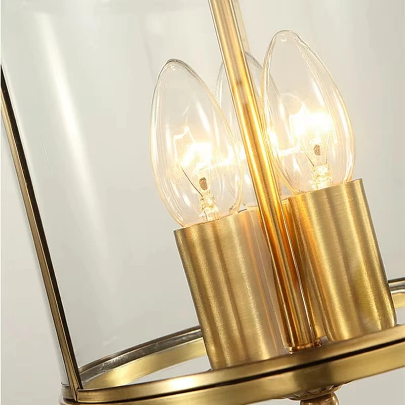 American Country Hanging Lamp Interior Lighting Fixtures Pendant Lights Bronze Glass Chandeliers For Living Dinner Room Corridor