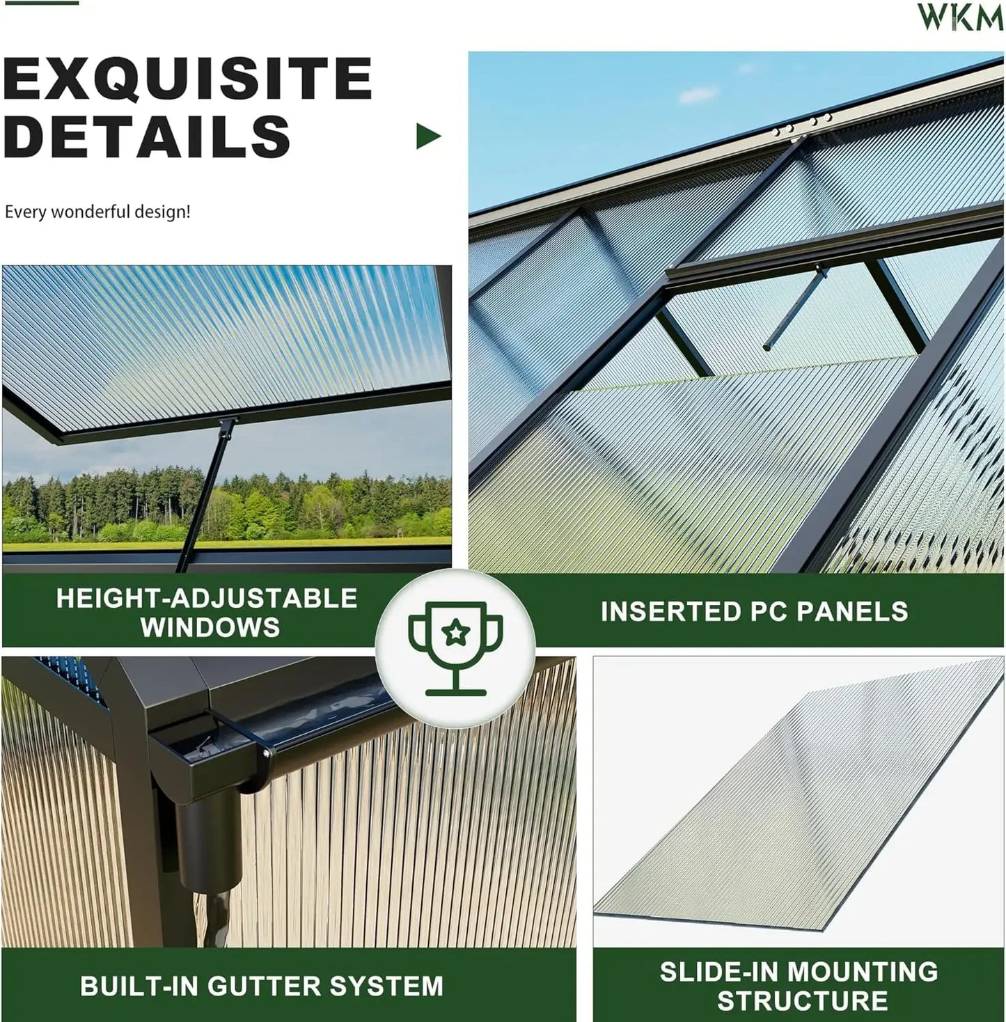 Walk In Polycarbonate Greenhouse 8x14 Ft Aluminum Garden Outdoor Roof Vent