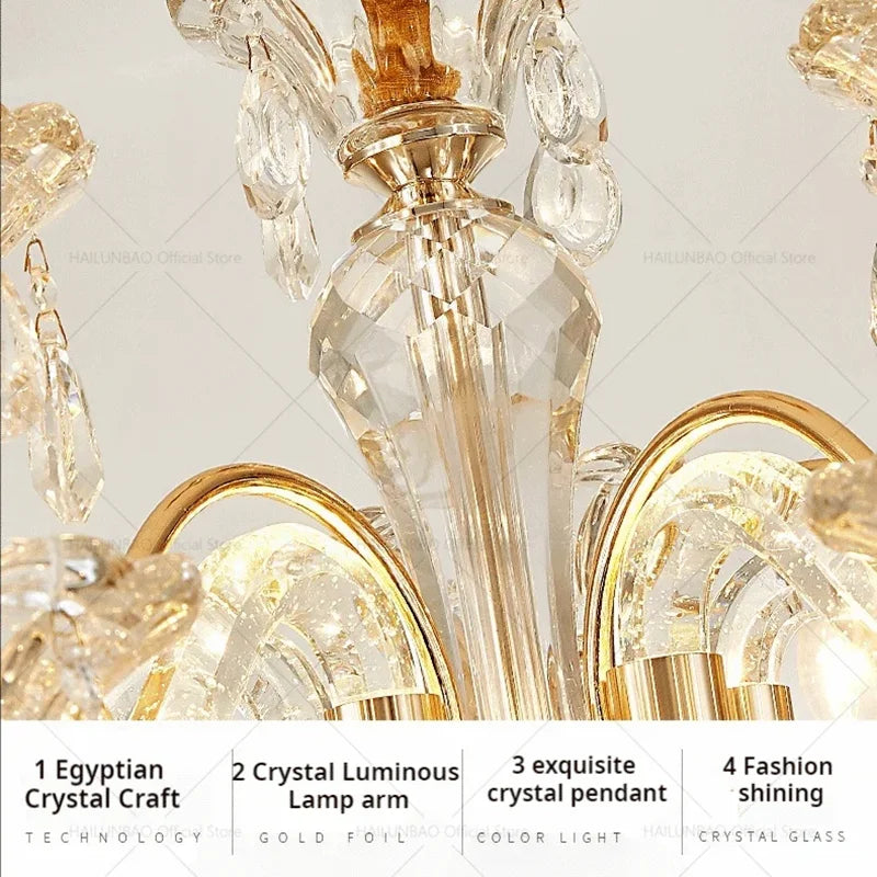 Hot European Style Villa Duplex Living Room Candle Crystal Chandelier Fashion Hotel Lobby Lobby Project Simple Lighting Lighting