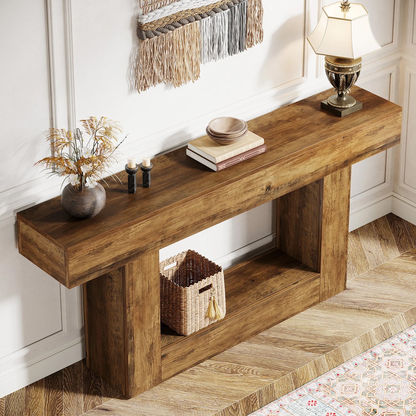 Tribesigns Farmhouse Console Table With U Shaped Base Entryway