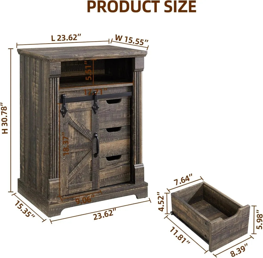 XMSJ Farmhouse Bathroom Cabinet With Sliding Barn Door