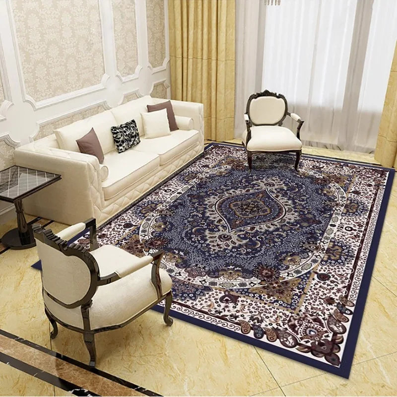 Geometric Persian Style Area Rug For Living Room And Bedroom Polyester Carpet