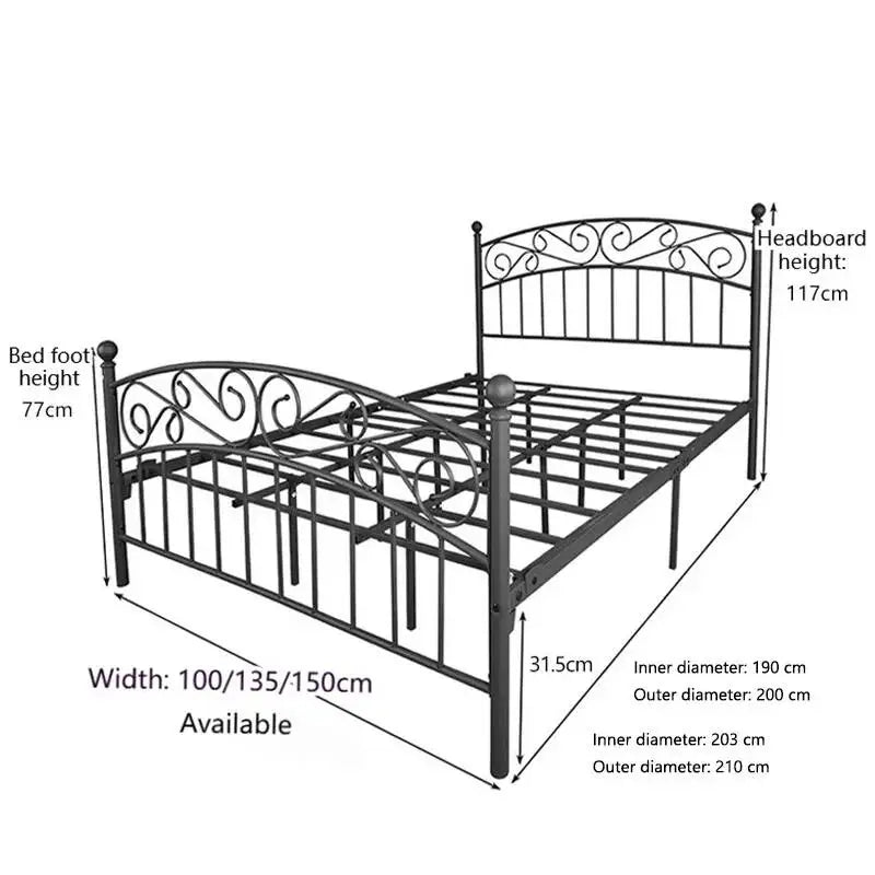 Elegant Simple Metal Bed Frame for Bedroom Guest Room Bedstead Modern Nordic Iron Mattress Pallet 1/1.5m Home Durable Bed Bases